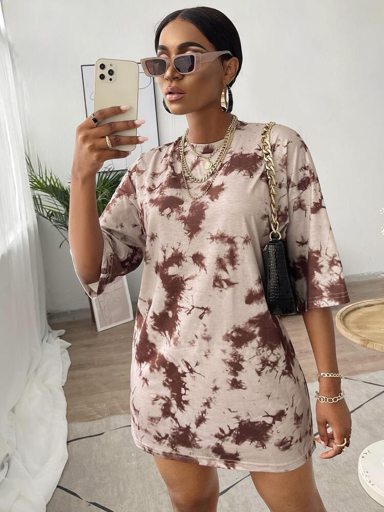 Drop Shoulder Tie Dye Tee Dress | SHEIN
