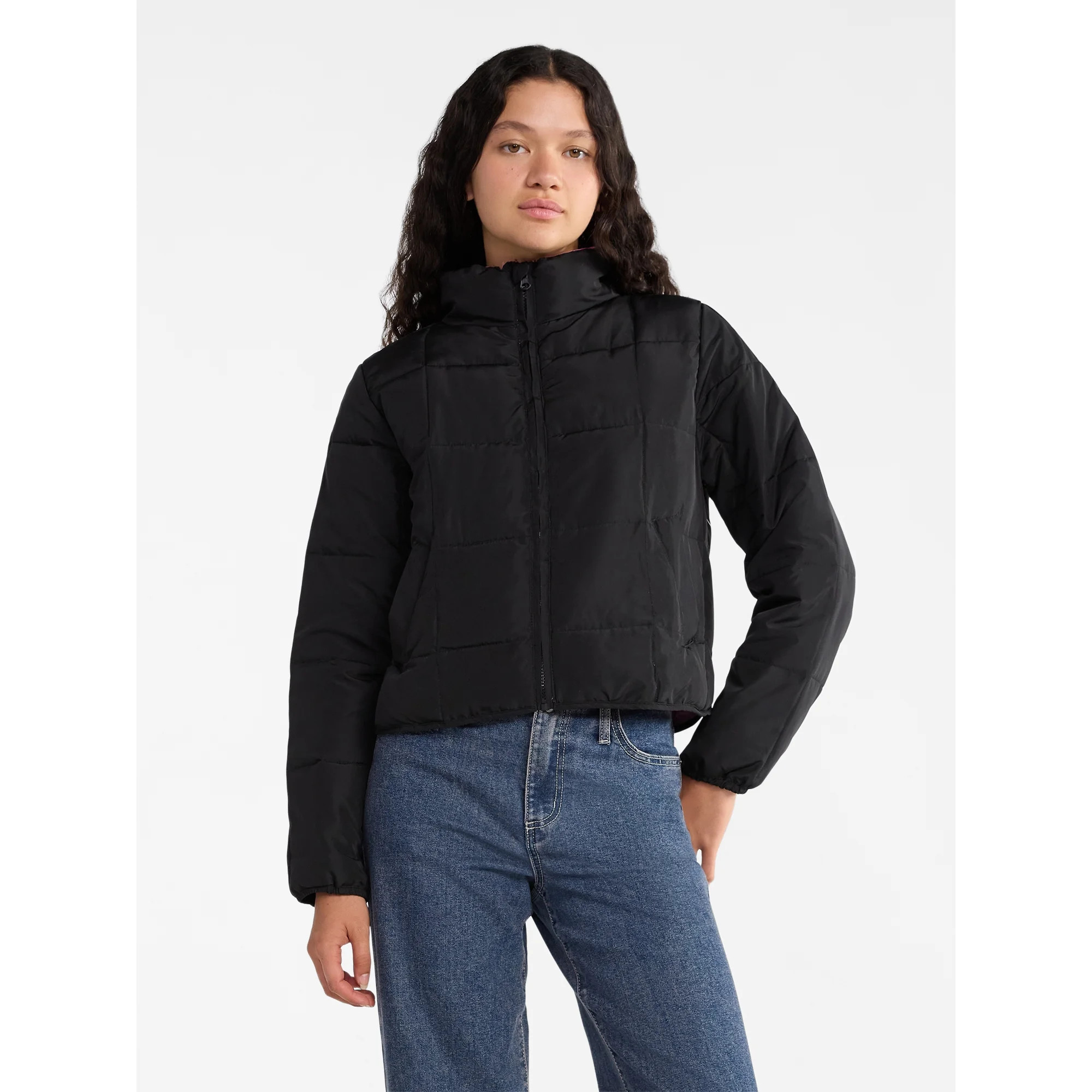 No Boundaries Packable Puffer Jacket, Women's and Women's Plus Sizes XS-4X | Walmart (US)