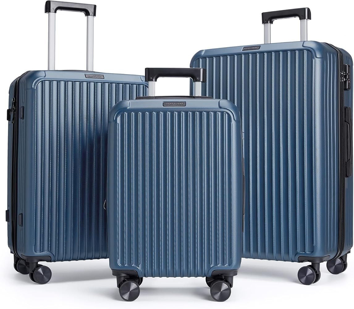 LIGHT FLIGHT 3 Pieces Luggage Sets with Spinner Wheels Hardshell TSA Lock | Amazon (US)