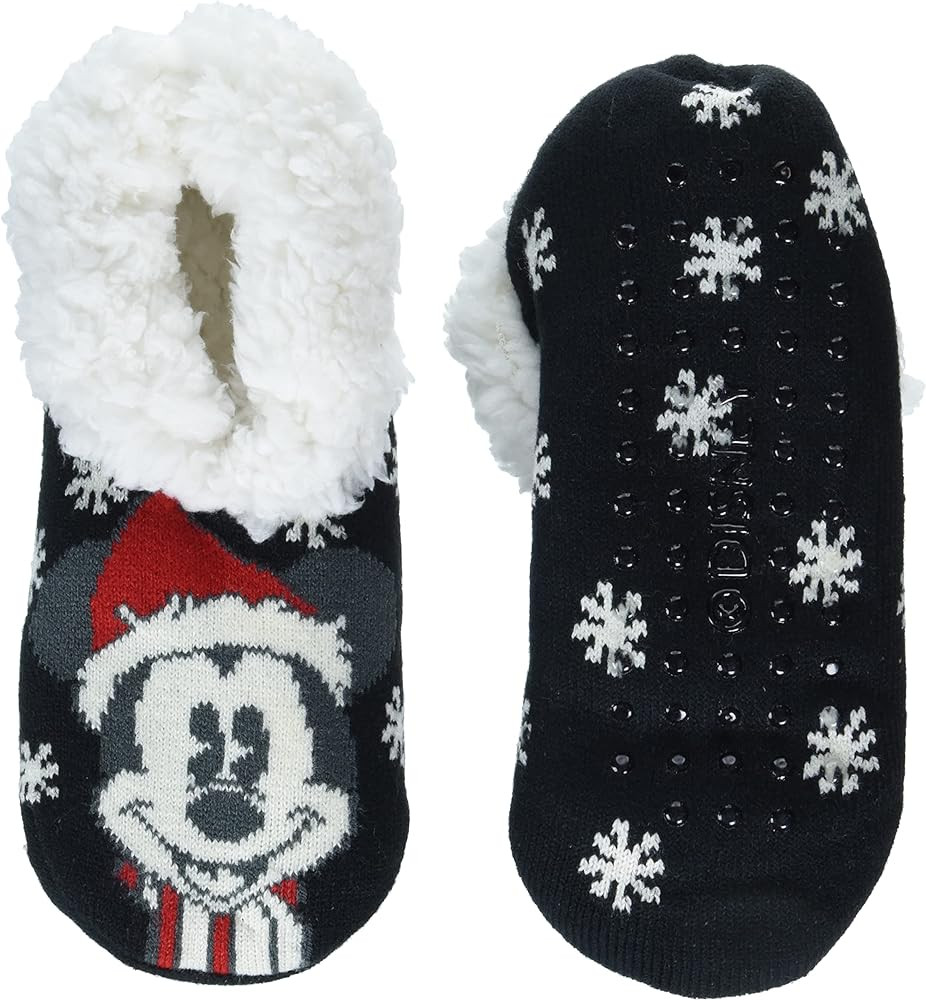 Disney womens Mickey Mouse Holiday Teddy Fur Slipper Socks | Amazon (US)