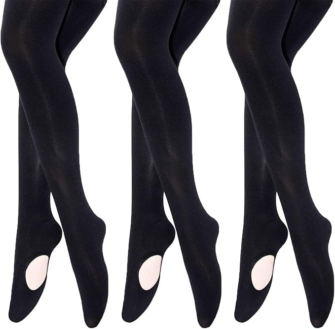 MANZI Womens Girls Solid Color Comfortable Convertible Ballet Tights 1-3 Pairs Pack | Amazon (US)