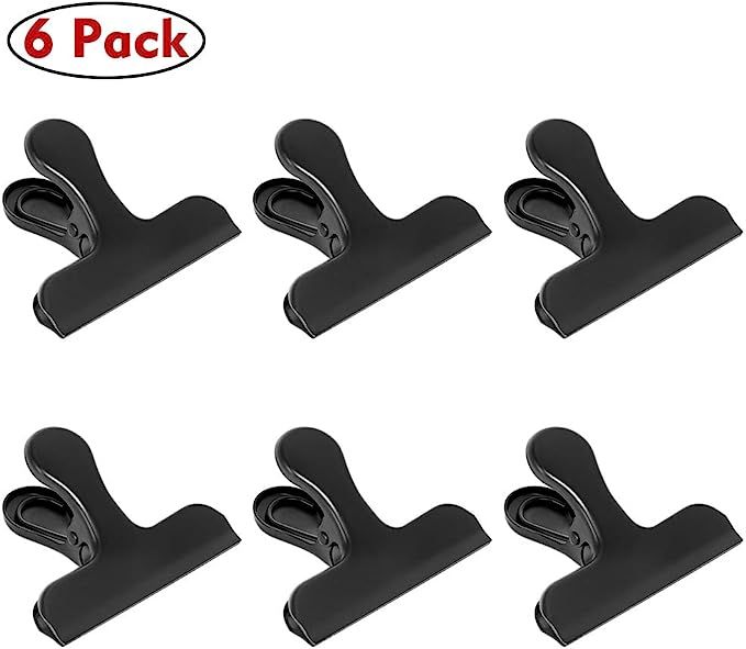Chip Bag Clips Large Black Stainless Steel Air Tight Bag Clip Perfect for Kitchen & Office(6 pack... | Amazon (US)
