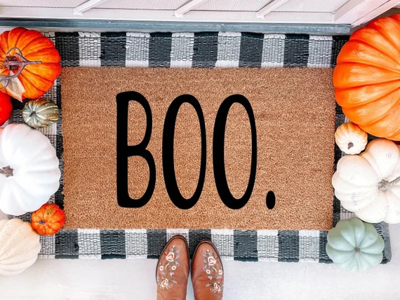 Boo Doormat  Fall Doormat   Halloween Doormat   Halloween | Etsy | Etsy (US)