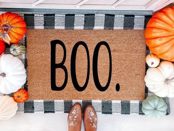 Boo Doormat  Fall Doormat   Halloween Doormat   Halloween | Etsy | Etsy (US)