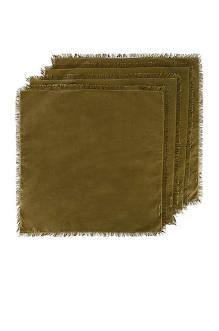 HAWKINS NEW YORK Essential Set of 4 Dinner Napkins in Olive | FWRD 