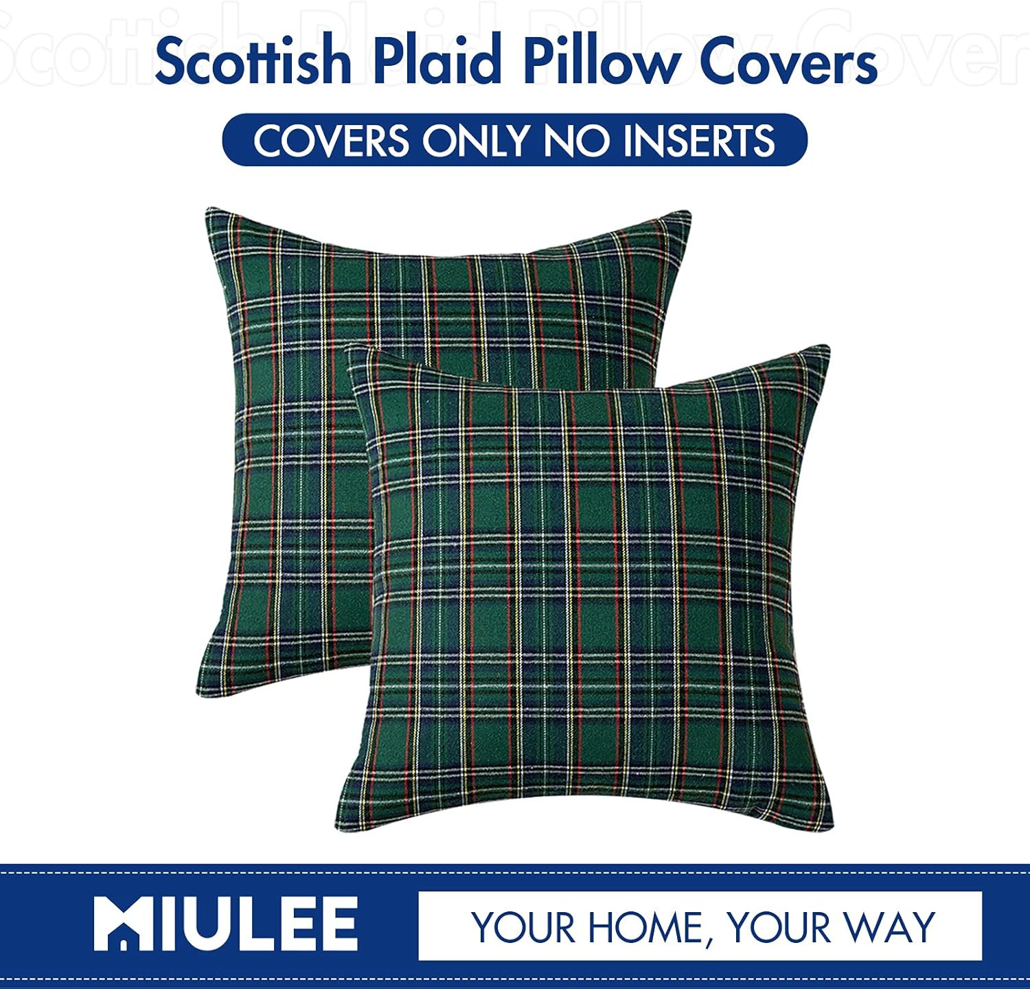 MIULEE Christmas Set of 2 Scottish Tartan Plaid Throw Pillow Covers Farmhouse Classic Decorative ... | Amazon (US)