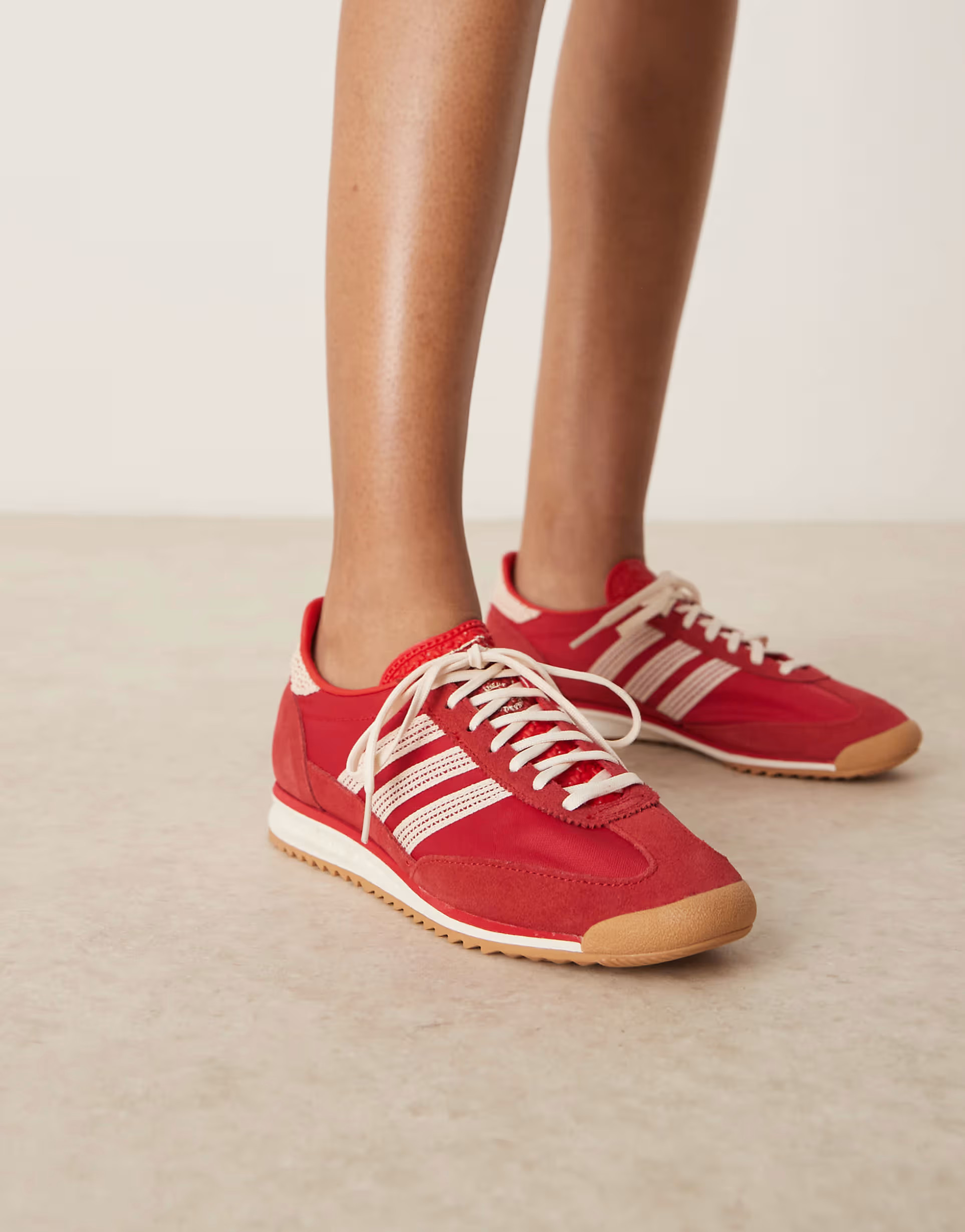 adidas Originals SL72 OG sneakers in red with crochet detailing | ASOS (Global)