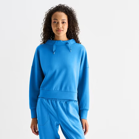 Stylus Womens Funnel Neck Long Sleeve Sweatshirt, X-large, Blue | JCPenney