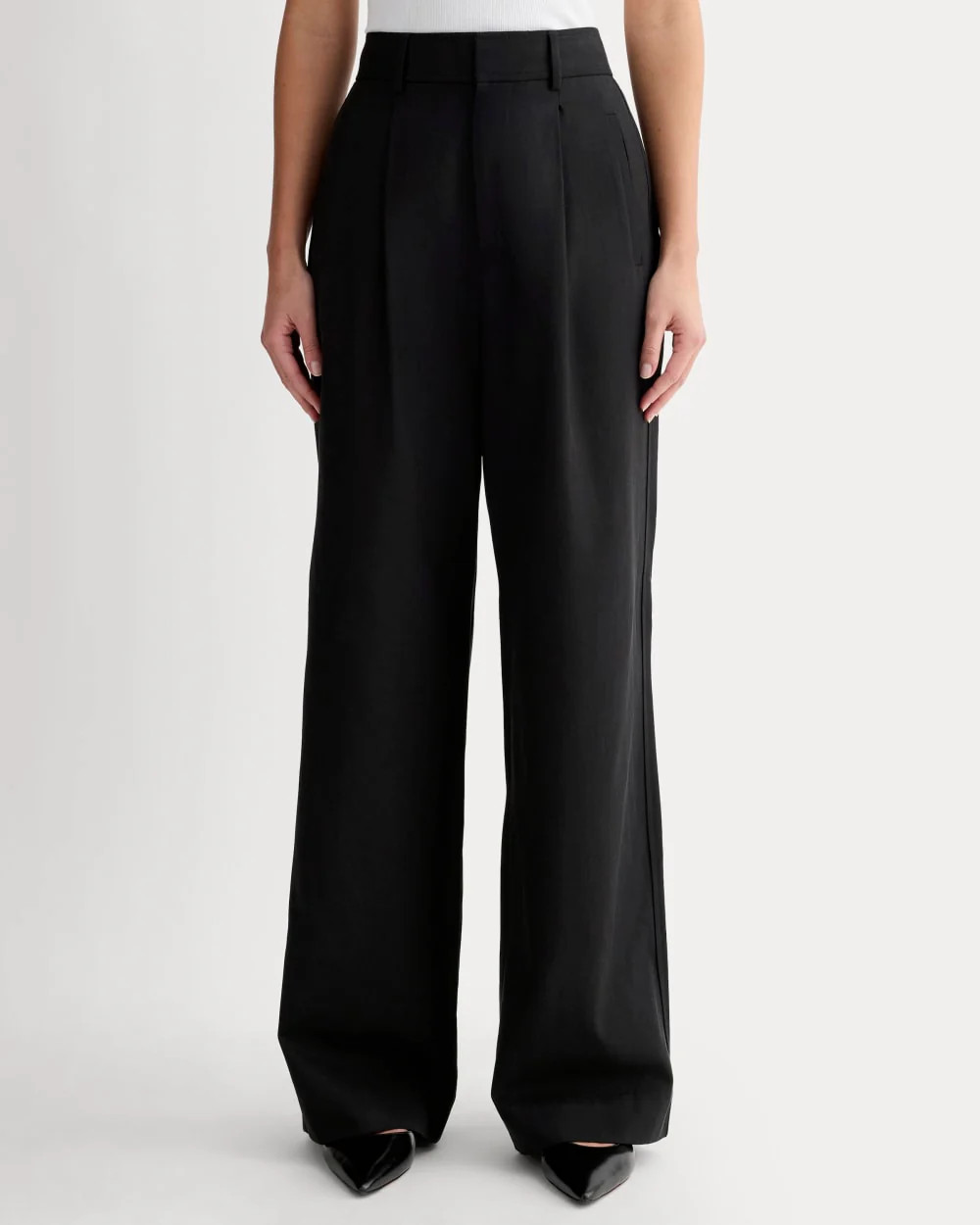 The Draper Pleated Pant in Buttersmooth | Black | 30" Inseam | Everlane