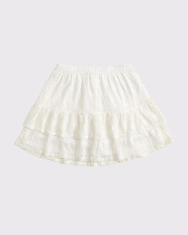 tiered ruffle lace-trim mini skort | Abercrombie & Fitch (US)