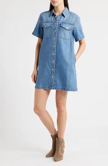 Madewell Airy Denim Boxy Shirtdress in Hazleton Wash at Nordstrom Rack, Size Small | Nordstrom Rack