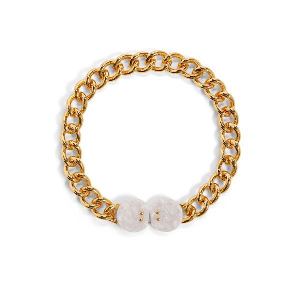 Lele Sadoughi Curb Link Collar Necklace gold-white-pearl | Rent the Runway