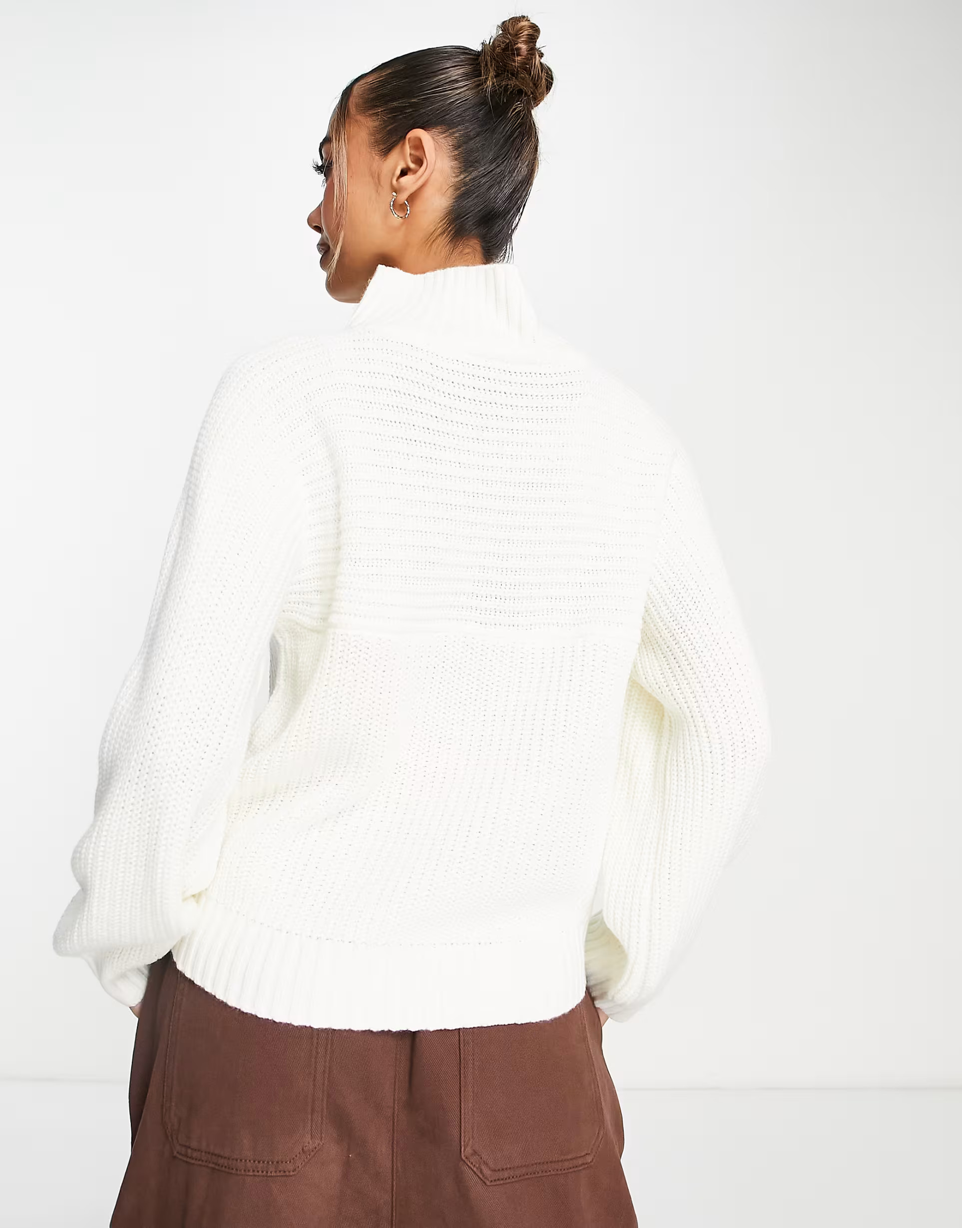 Monki Libby high neck sweater in off white knit | ASOS (Global)