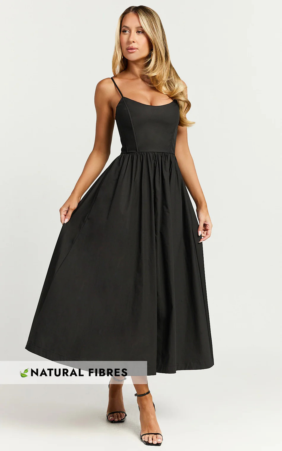 Braelyn Midi Dress - Scoop Neck Flare Dress in Black | Showpo (ANZ)