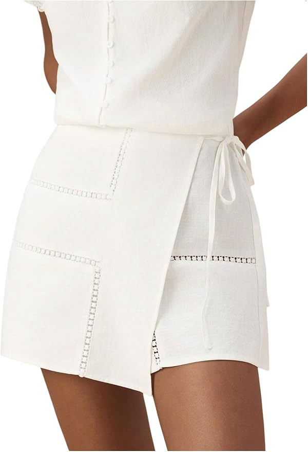 SweatyRocks Women's Boho Mini Skirts Floral Shorts Tie Side Wrap Elastic Waist Summer Skorts Beac... | Amazon (US)