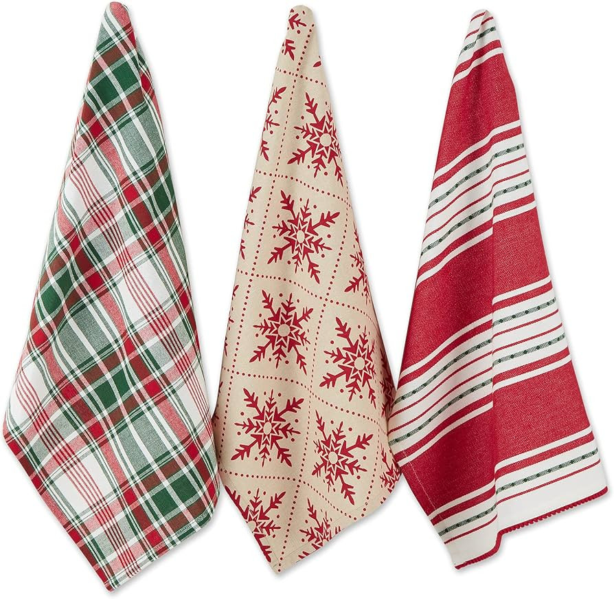 DII Nordic Christmas Collection Plaid & Stripes, Holiday Dish Towels, Kitchen Towel Set, 18x28, S... | Amazon (US)