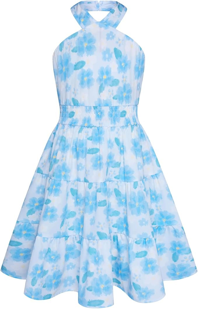 GRACE KARIN Girls Summer Dress Off Shoulder Floral A-line Midi Dress 5-14Y | Amazon (US)