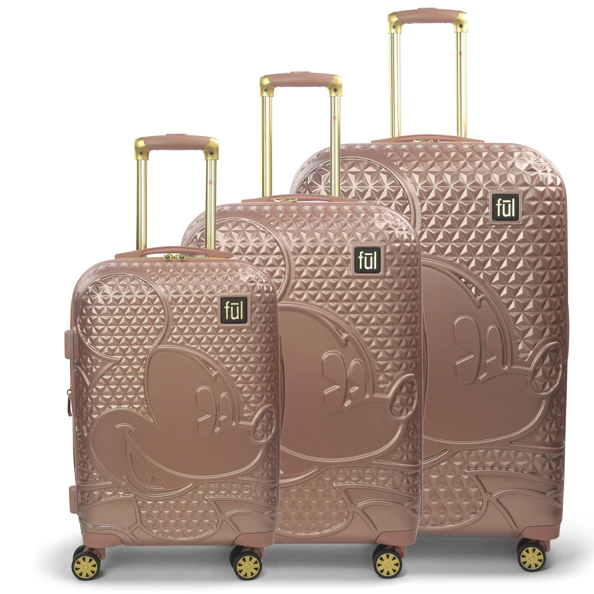 FUL Disney Textured Mickey Mouse Hard Sided 3 Piece Luggage Set, Rose Gold, 29, 25, and 21in Suit... | Walmart (US)