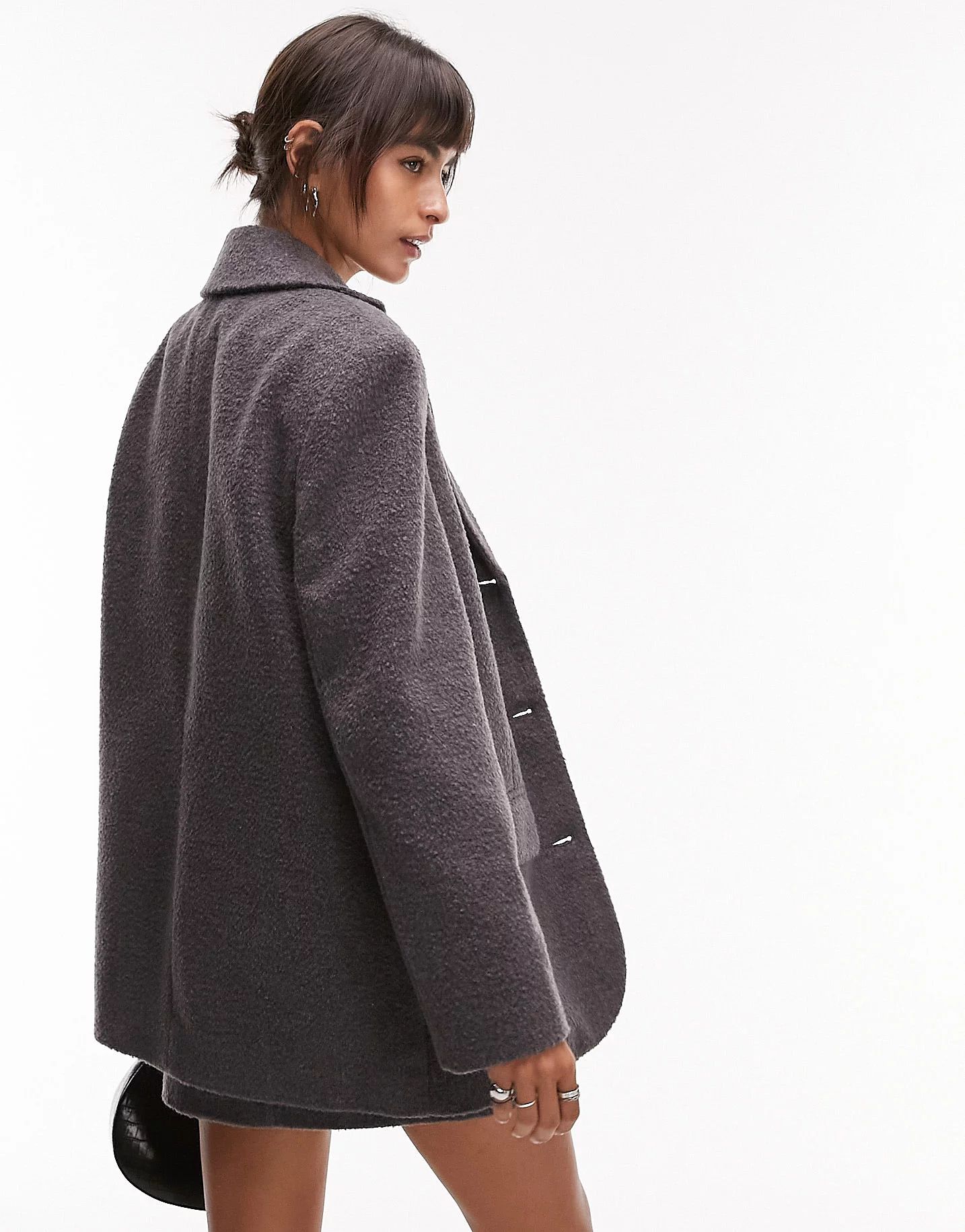 Topshop oversized brushed blazer coat in charcoal | ASOS (Global)