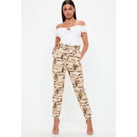 Cream Wrap Front Camo Cargo Pants | Missguided (US & CA)