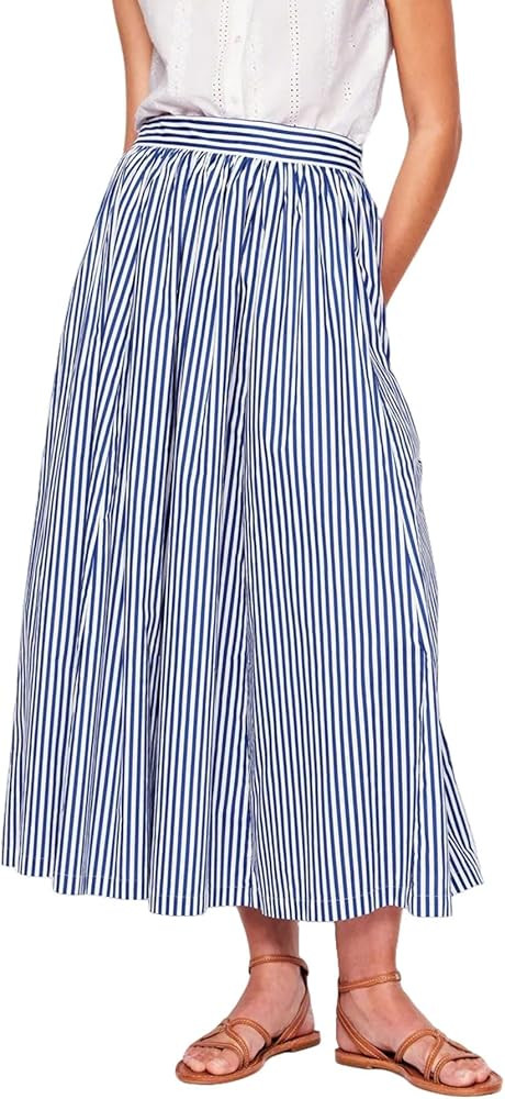 CHARTOU Women Casual Stripe Skirt Back Elastic Waist Long Flowy A Line Skirt with Pockets | Amazon (US)