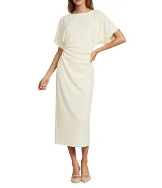 Carter Short Sleeve Crew Neck Crepe Sheath Midi Dress | Dillard's