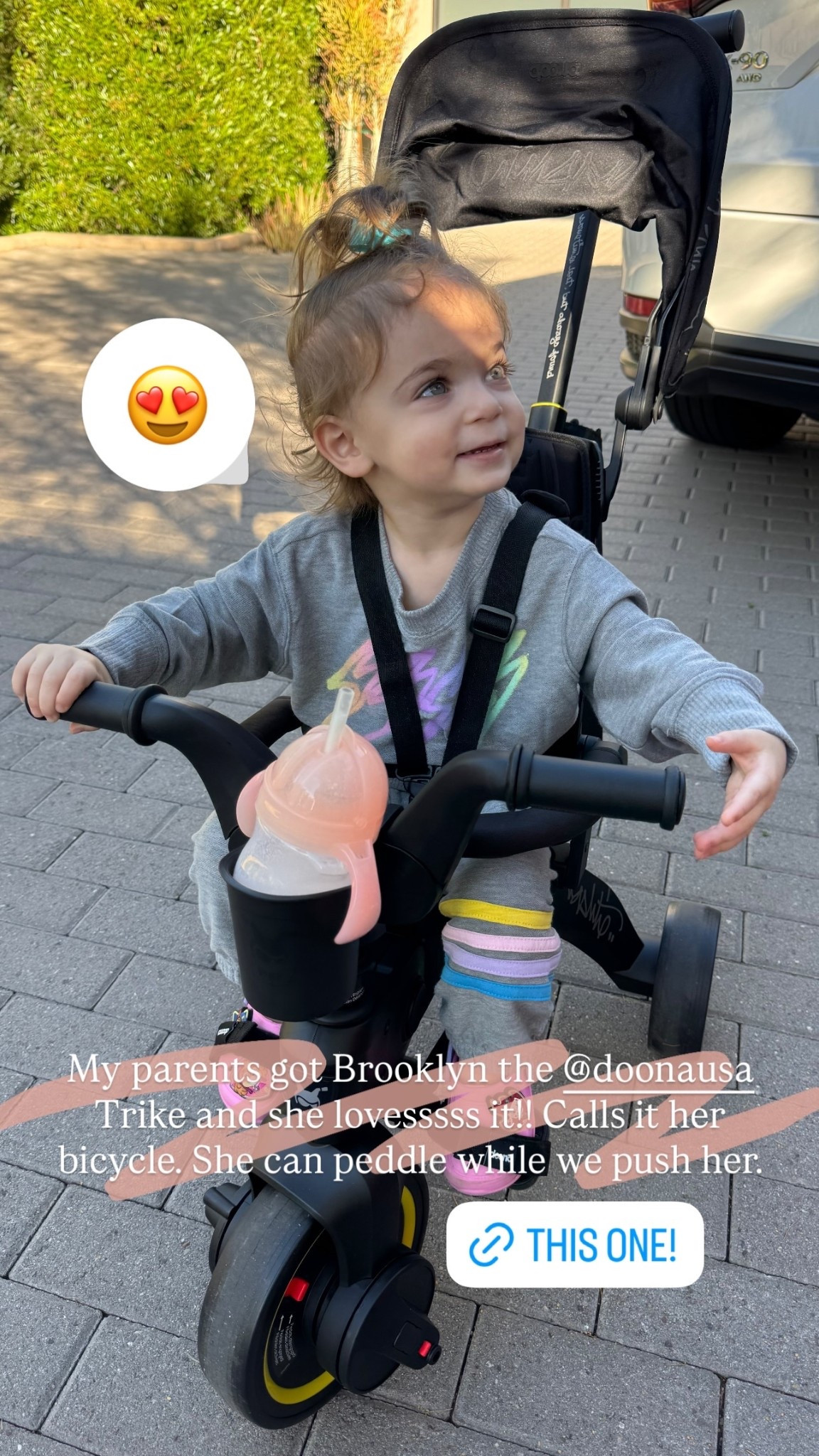 My parents got Brooklyn the @doonausa Trike and she lovesssss it!! Calls it her bicycle. She can peddle while we push her.