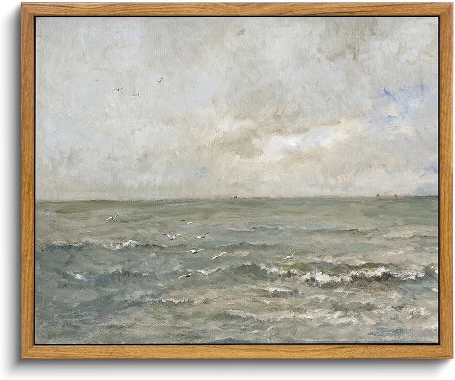 VIYYIEA Framed Canvas Wall Art Home Decor, Vintage Seascape Farmhouse Wall Decor, Marine Wall Art... | Amazon (US)