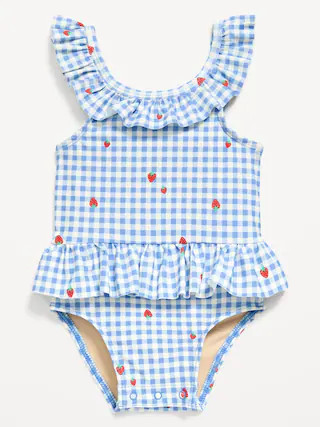 Printed Ruffle-Trim One-Piece Swimsuit for Baby | Old Navy (US)