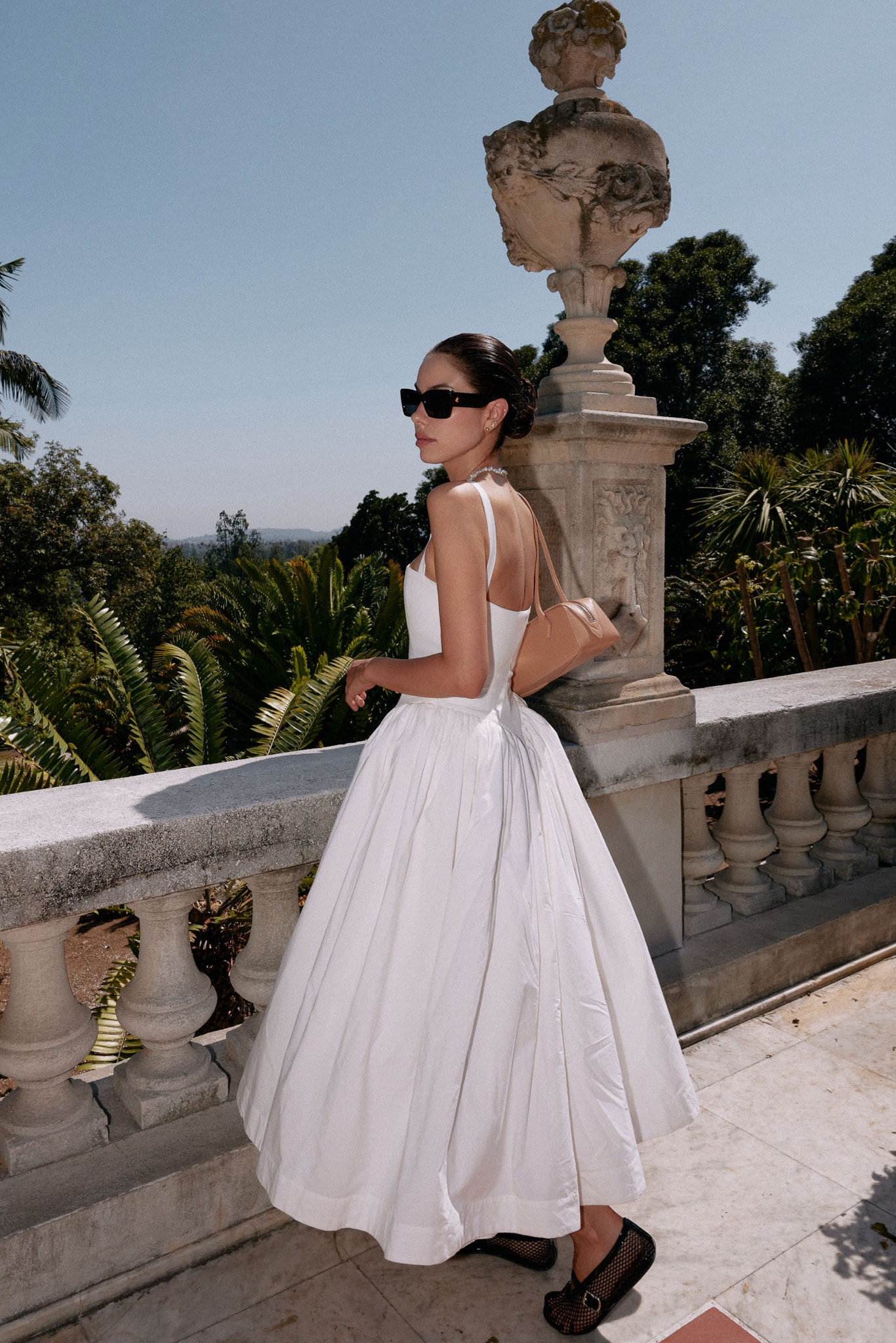 The perfect white midi dress to pair with your fishnet flats this summer 🤍🖤

#LTKStyleTip #LTKItBag #LTKShoeCrush