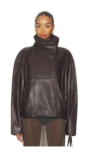 EAVES Mildri Leather Jacket in Brown. - size XS | Revolve Clothing (Global)