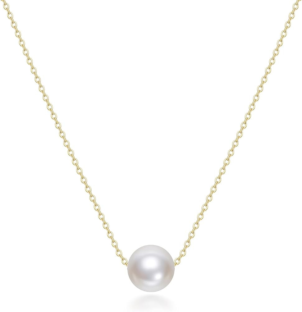 Mameloly Pearl Necklaces for Women Dainty 14K Gold Plated O-link Chain 6MM 8MM 10MM Single Simula... | Amazon (US)