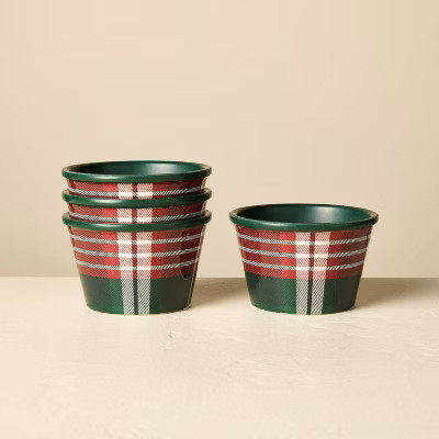 Set of 4 8.5 fl oz Melamine Mini Bowls Signature Plaid - Hearth & Hand™ with Magnolia | Target