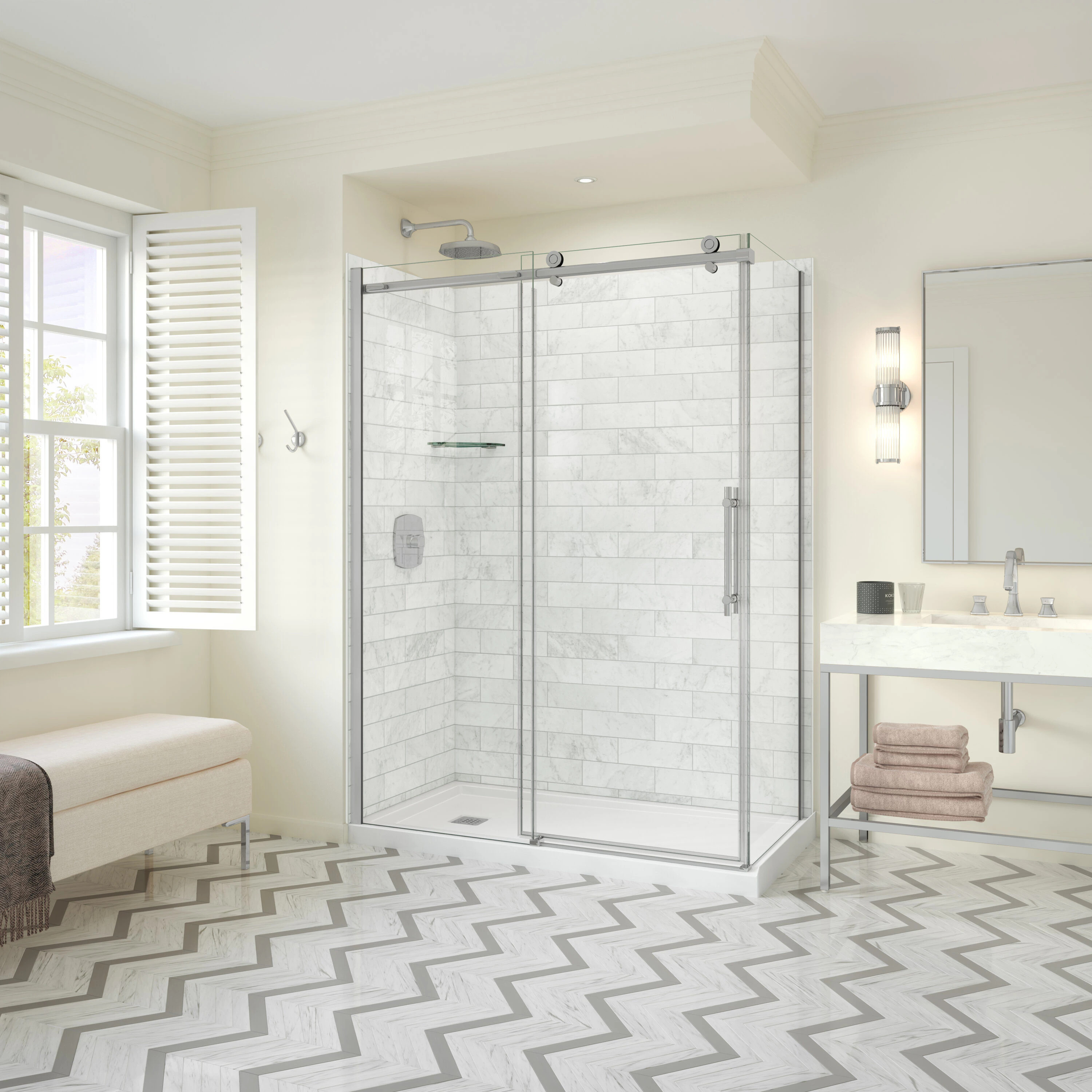 MAAX Odyssey Chrome 57-in to 59-in W x 78-in H Frameless Clear Glass Sliding Soft Close Shower door one_size | 107546-900-084-000 | Lowe's