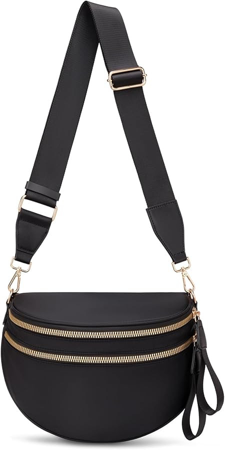 Pure Colour Crossbody Bum Bags for Women Spacious Checkered Cross body Bag Nylon Trendy Fanny Pac... | Amazon (US)