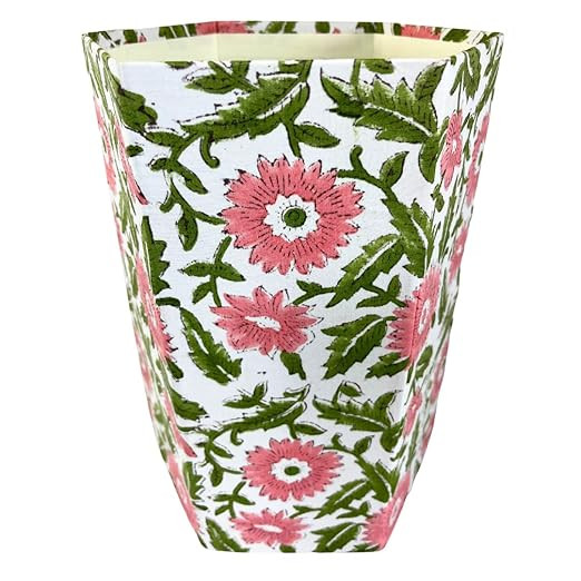 Fern Trail 3.3 Gallon Waste Basket | Small Decorative Block Printed Trash Can | Living Room, Bedr... | Amazon (US)