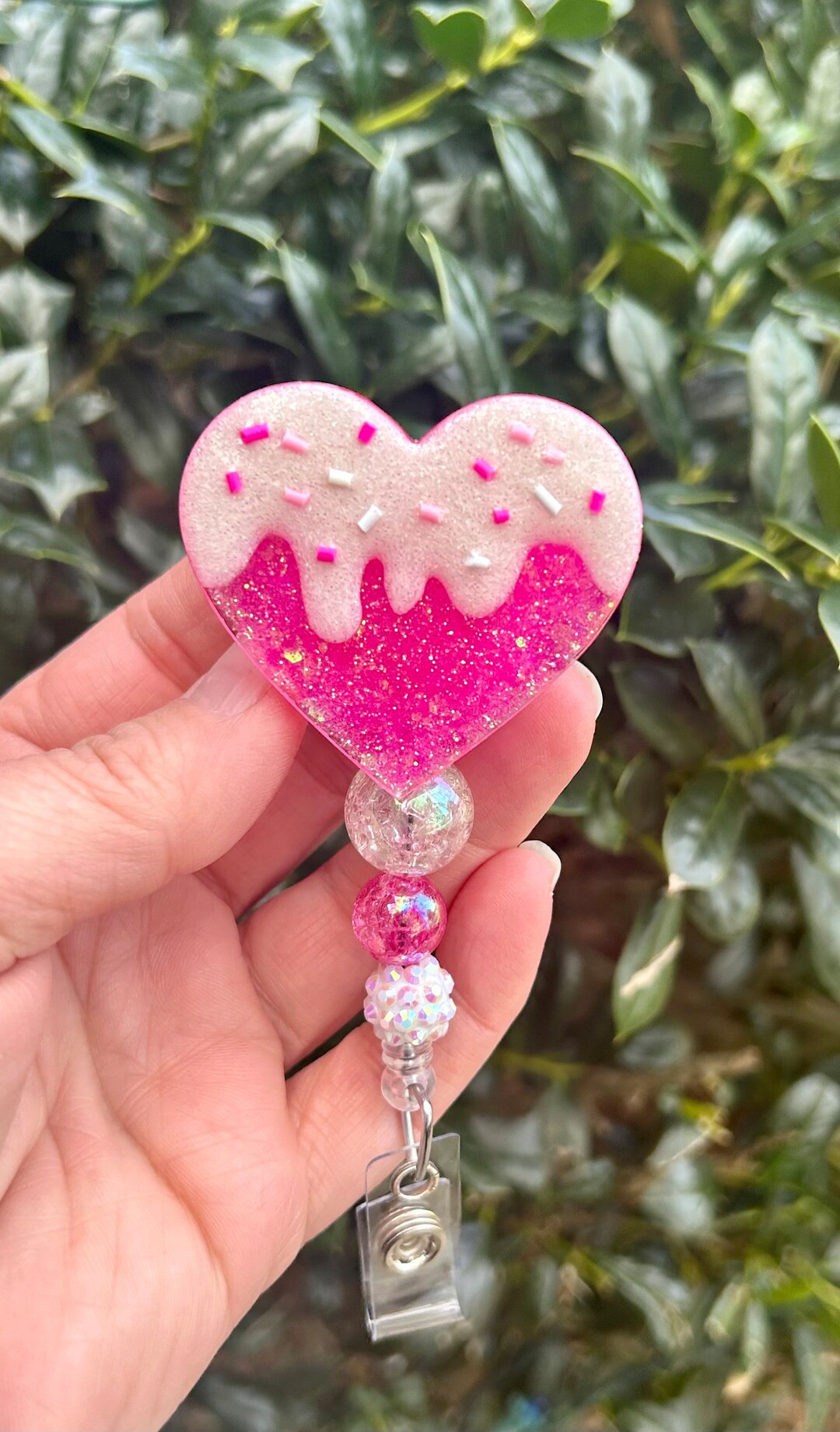 Valentine Icing Sprinkles Badge Reel, Heart Badge Holder, Retractable Badge Reel, RN ID Holder, O... | Etsy (US)