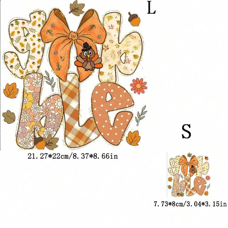 1/2/3pcs "Gobble" Thanksgiving Transfer Stickers - Patterned Letters, Bows And Turkey Designs. He... | SHEIN
