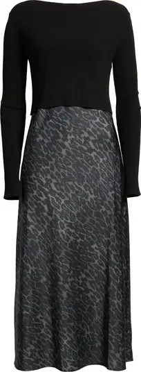 AllSaints Hera Two-Piece Crop Rib Sweater & Satin Slipdress | Nordstrom | Nordstrom