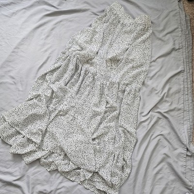 White and black polka dot maxi Skirt with ruffle detail new from H&M  Size 2 | eBay US