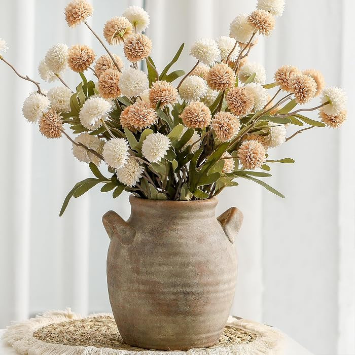 Ceramic Flower Vase Home Decor - Farmhouse Table Vases with Handle Living Room Decoration Vintage... | Amazon (US)