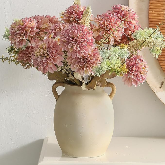 Ceramic Flower Vase 7.6 inch Farmhouse Rustic Vase Decorative Pottery Terracotta Vases for Home D... | Amazon (US)