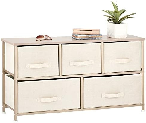 Amazon.com: mDesign Steel Frame/Wood Top Horizontal Cloth Storage Dresser with Large Furniture Ro... | Amazon (US)