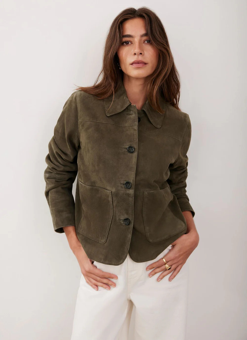 Tan Suede Pocket Detail Jacket | Mint Velvet