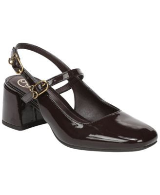 Sam and Libby Women's Grace Block Heel Slingback Mary Jane Pumps - Black Patent | Macy's