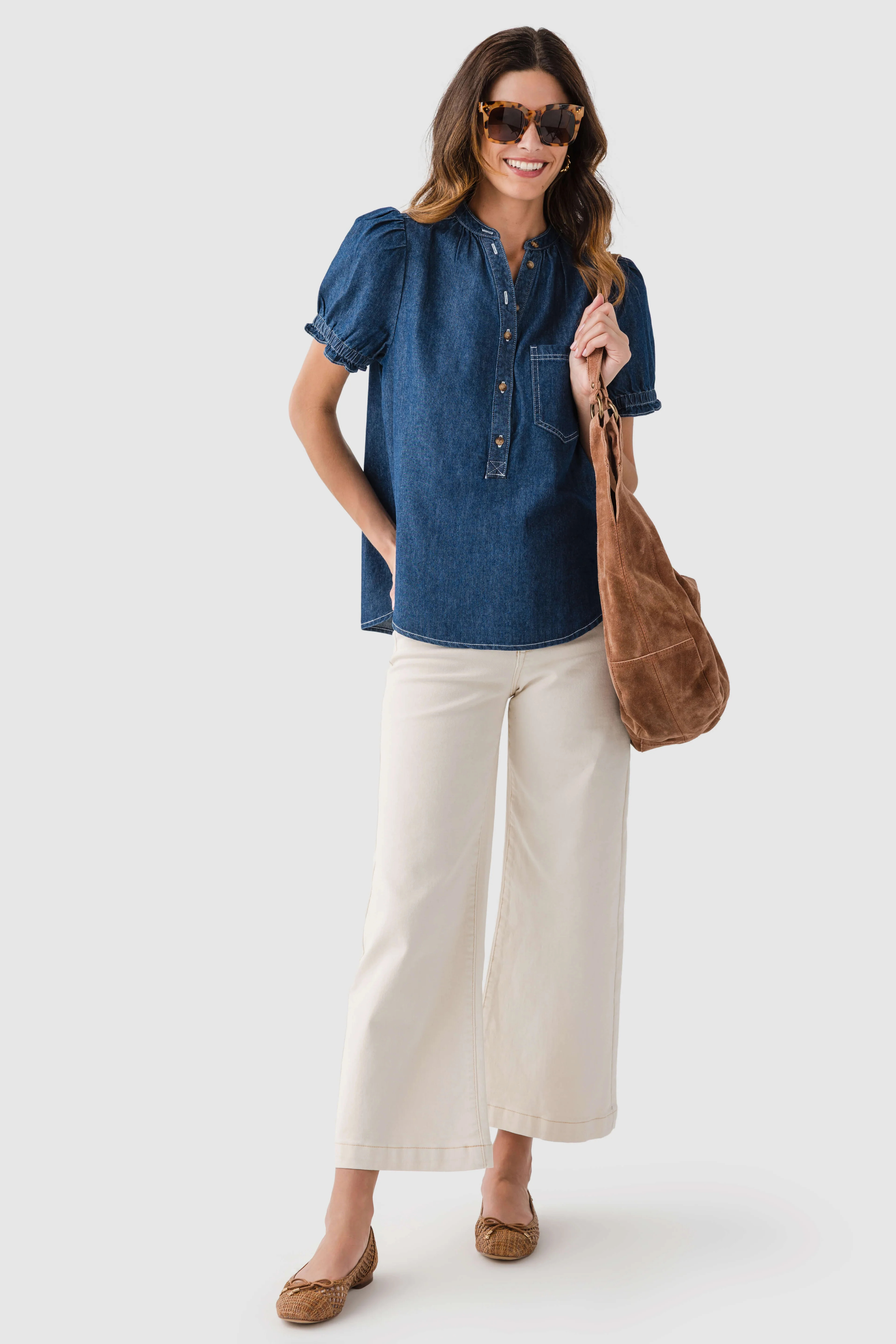 Risen Isla TC High Rise Adjustable WB Crop Wide Leg Pants | Social Threads