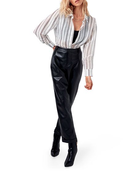 Quinn Striped Button-Down Blouse | Neiman Marcus