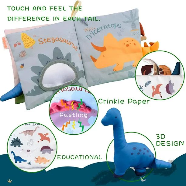 richgv Baby Books Soft Dinosaur Toys, Interactive 3D Fabric Book Soft Books for Babies & Infant E... | Walmart (US)