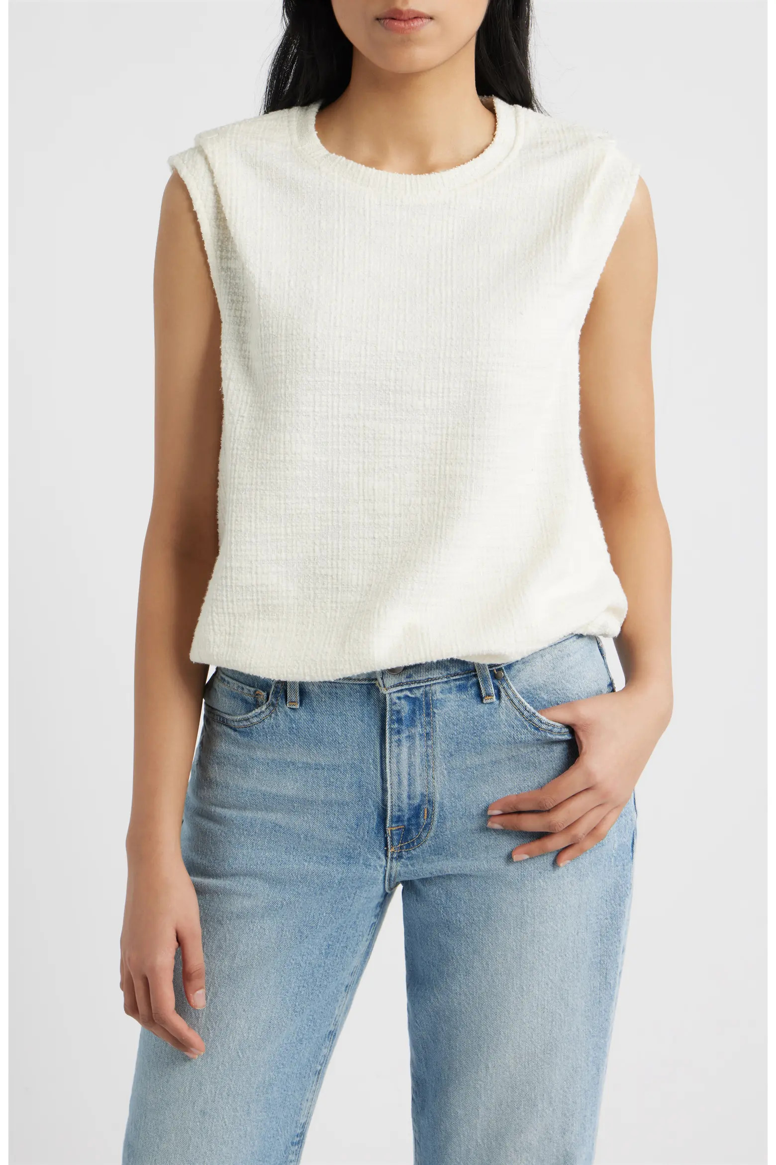 Pleated Shoulder Bubble Hem Sleeveless Top (Women) | Nordstrom | Nordstrom