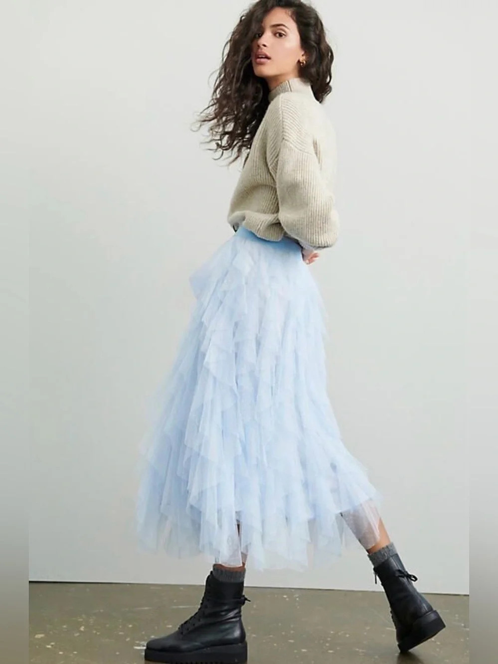 Anthropologie Cheri Ruffle Tulle Midi Skirt | Poshmark
